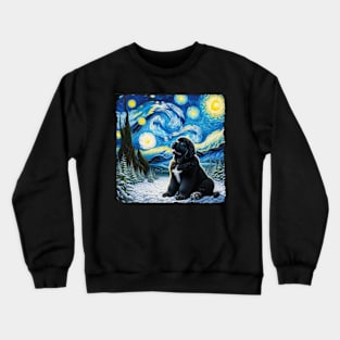 Starry Newfoundland Dog Portrait - Pet Portrait Crewneck Sweatshirt